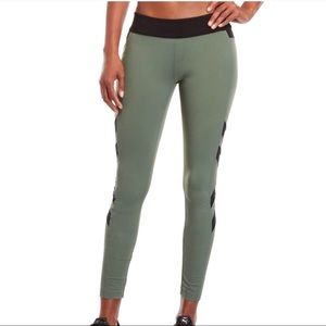 Blanc Noir| Meshed Panel Legging- Olive Green